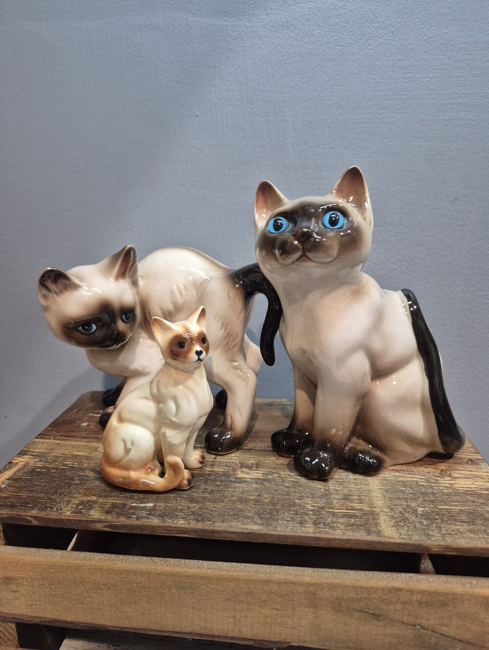 Vintage 1970s NC Cameron Siamese Cat Figurines Set of 3 MCM